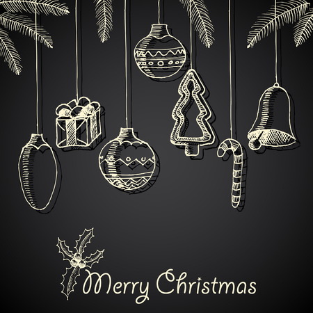 Christmas hand drawn decorations for xmas design, vector illustration cardのイラスト素材
