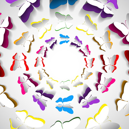 Greeting card with paper cut butterflies - vectorのイラスト素材