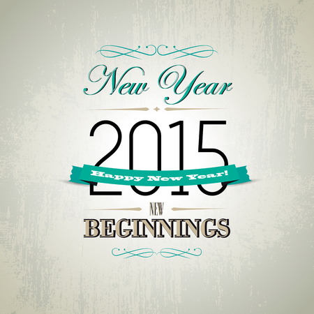 2015, Happy New Year Greeting Design Layout In Vector Format, vintageのイラスト素材