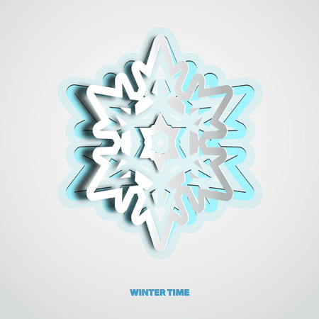 Vector paper cut christmas snowflake on a white backgroundのイラスト素材