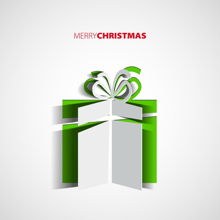 Papercut Christmas gift box, Simple card for christmas, vectorのイラスト素材