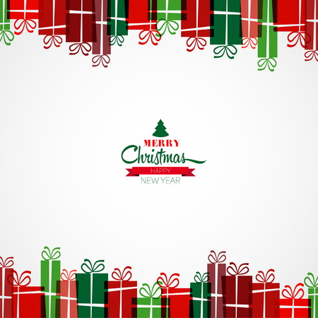 Merry Christmas. Vintage card with christmas presents - retro vectorのイラスト素材