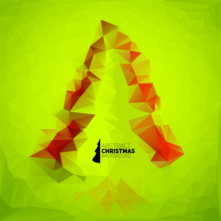 Merry Christmas card on triangular green abstract backgroundのイラスト素材