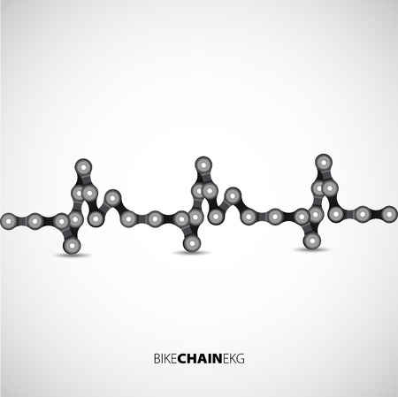 Bike chain electrocardiogram, lifeline EKG, vectorのイラスト素材
