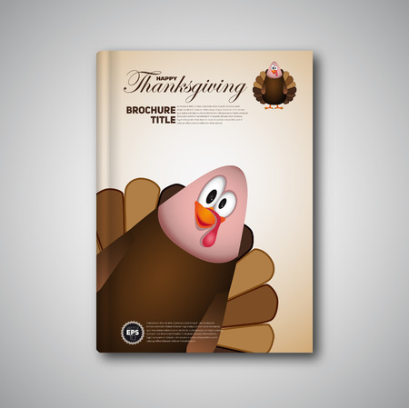Thanksgiving Book cover, Cartoon of turkey bird for Happy Thanksgiving celebration, can be use as flyer, poster or banner.のイラスト素材