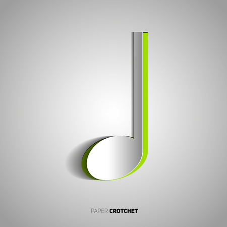 Crotchet Note symbol in paper cut style on white background. のイラスト素材
