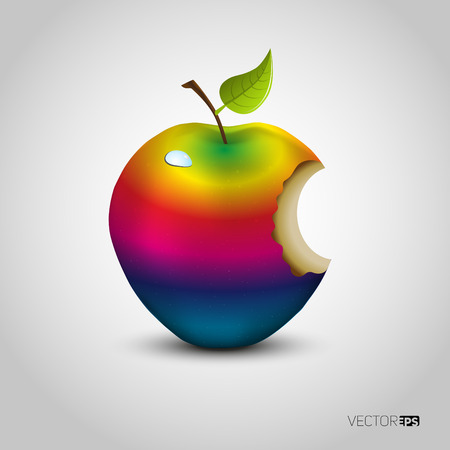 Colored bitten apple isolatedのイラスト素材
