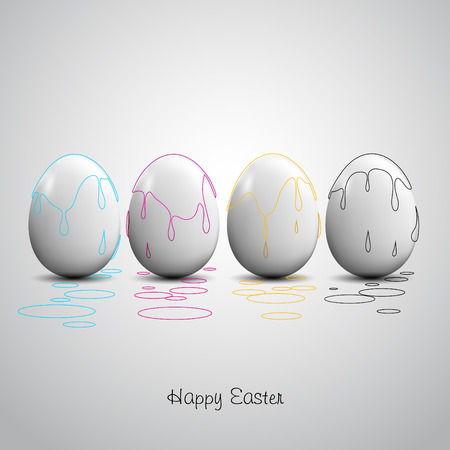 Funny Easter eggs - Cyan, magenta, yellow, black color - CMYK color themeのイラスト素材