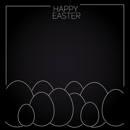 simple line dark drawing Happy Easter card. Easter eggs, line drawingのイラスト素材