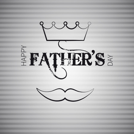 Happy fathers day card, hand drawn vintage retro style with crown and mustacheのイラスト素材