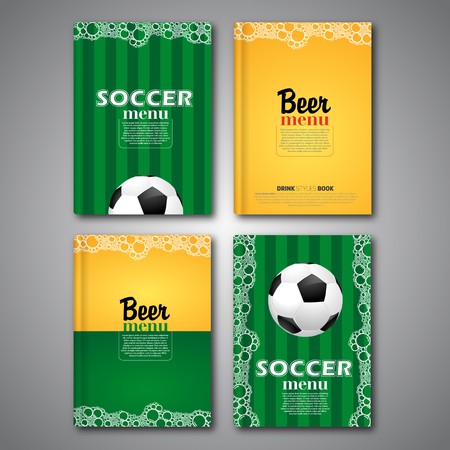 Set of beer cover flyer, card menu design, book styleのイラスト素材