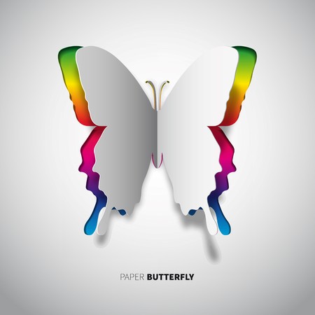 paper cut butterfly in rainbow colorのイラスト素材