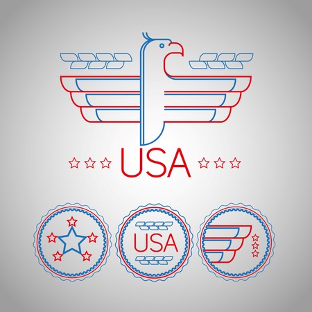 Made in the USA Symbol with American color, flag and eagleのイラスト素材