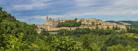 Panorama view of medieval castle in Urbino, Italyの写真素材