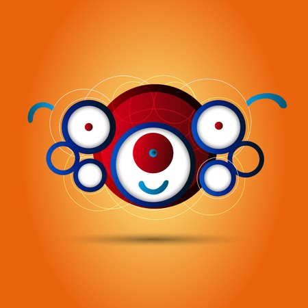 Abstract circle creature on orange backgroundのイラスト素材