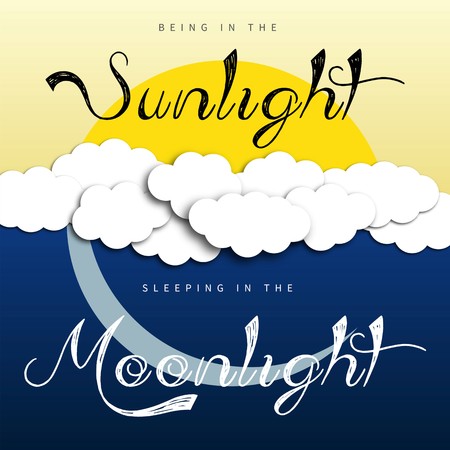 Sun and Moon theme, background with sunlight and moonlightのイラスト素材