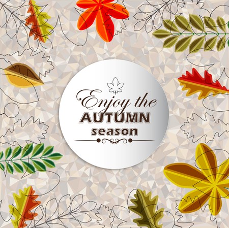 Autumn abstract floral background circle, design made from minimalist leafsのイラスト素材