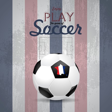 Concept for Euro 2016 France football championship. A soccer ball and a France map with a France flag, vintage styleのイラスト素材