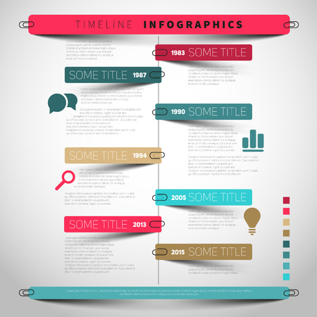 Vector timeline Infographic report template with paper stripes and iconsのイラスト素材