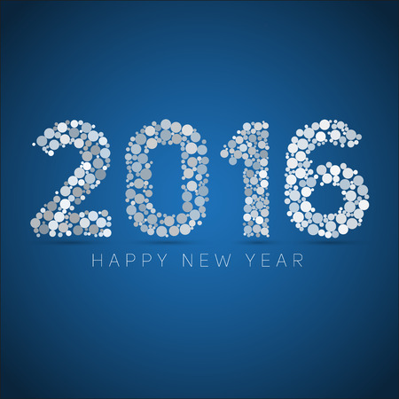Happy new year 2016. blue and white dots design. Vector simple style illustrationのイラスト素材