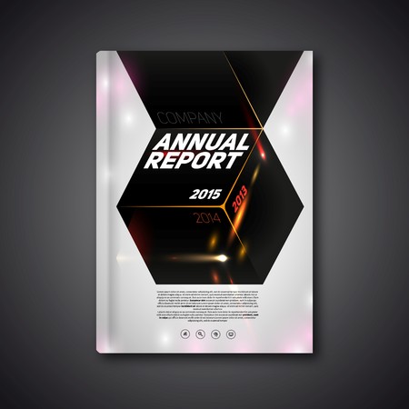 Vector Annual report 2015, book or brochure, Modern design template, dark cube backgroundのイラスト素材