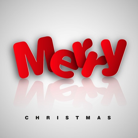 Merry Christmas paper cut text greeting card. Paper design. illustrationのイラスト素材