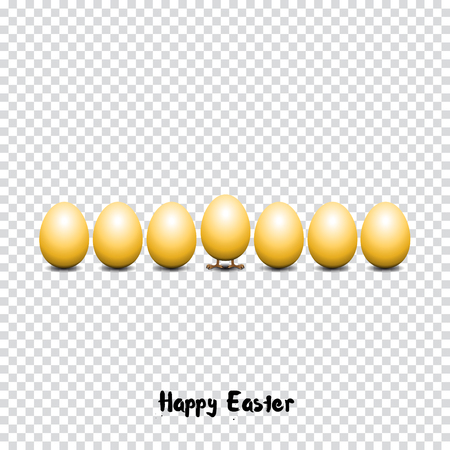 Happy easter card, Funny chicken eggs, transparent background vector illustrationのイラスト素材