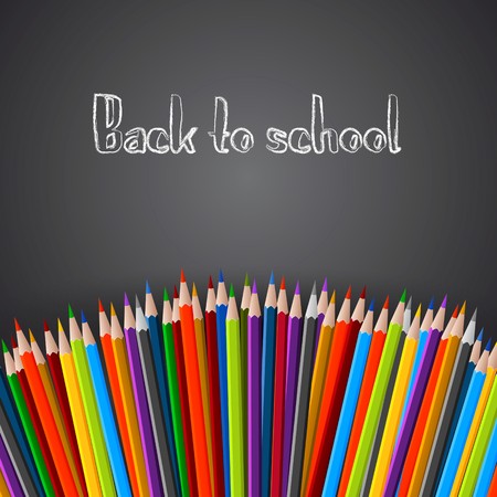 Back to school poster with crayons, Vector illustrationのイラスト素材