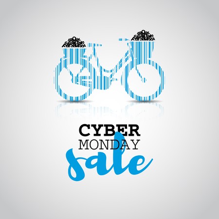 Cyber monday design simple sale with shopping bike barcode. Sale conceptのイラスト素材