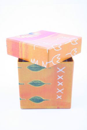 orange box isolated on whiteの写真素材