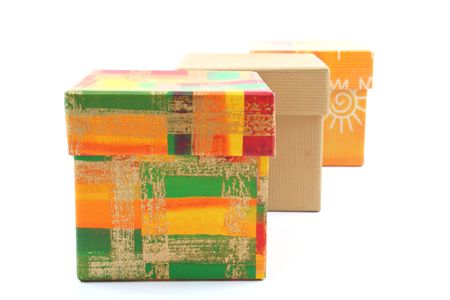 three colorful boxes isolated on white
