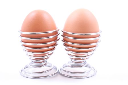 two eggs isolated on whiteの写真素材