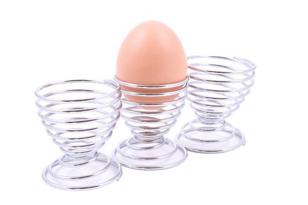 one egg isolated on whiteの写真素材