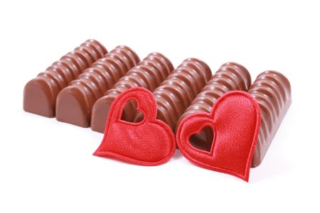 chocolates with red heart - gift - isolated on whiteの写真素材