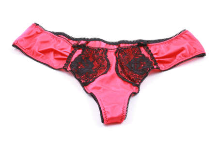 red and sexy underwear isolated on whiteの写真素材