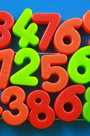close-ups of colorful number on blue board - educationの写真素材