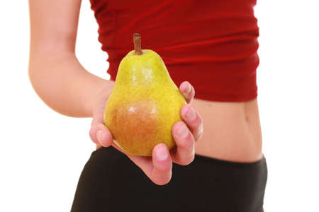 perfect body with fruits isolated on whiteの写真素材