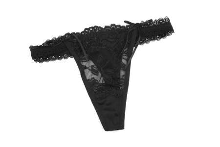 black and sexy underwear isolated on whiteの写真素材