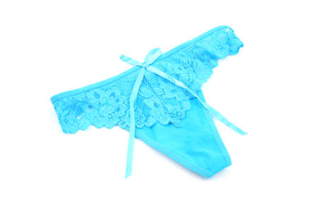 blue and sexy underwear isolated on whiteの写真素材