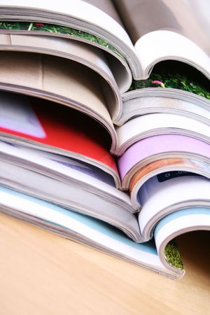 stack of open magazines - close-upsの写真素材
