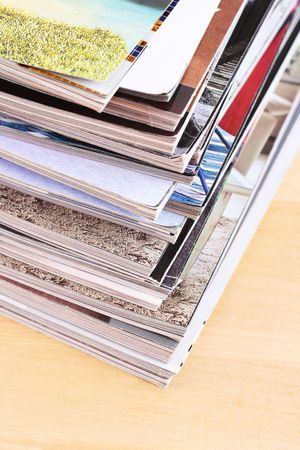 stack of magazines on the table - close-upsの写真素材
