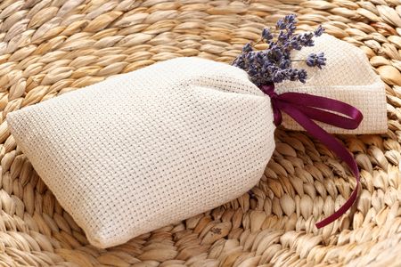 potpourri bag with dry lawender flowersの写真素材