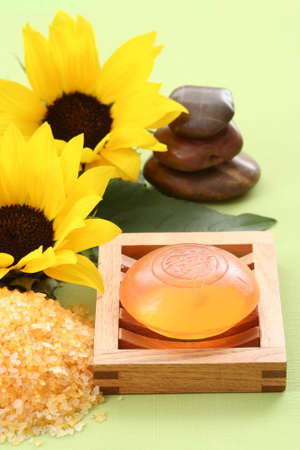 bath salt and glycerine soap - beauty treatmentの写真素材