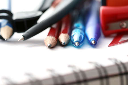 back to school - close-ups of school suppliesの写真素材