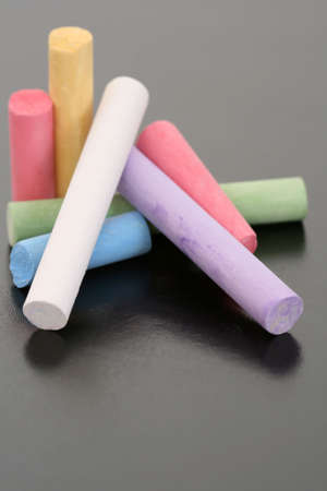 close-ups of blackboard and colorful chalks