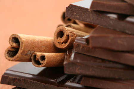 close-ups of chocolate and cinnamon - food and drinkの写真素材