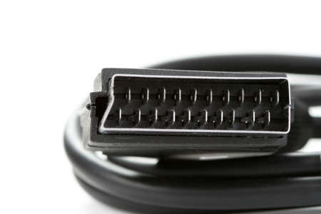 close-ups of tv cable isolated on whiteの写真素材