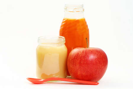 jar of apple food for baby - nutritionの写真素材