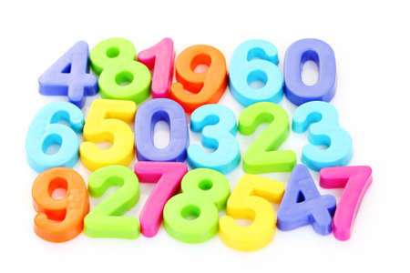 colorful plastic number on white background - math timeの写真素材