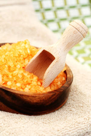 bowl of bath salt and towel - beauty treatmentの写真素材